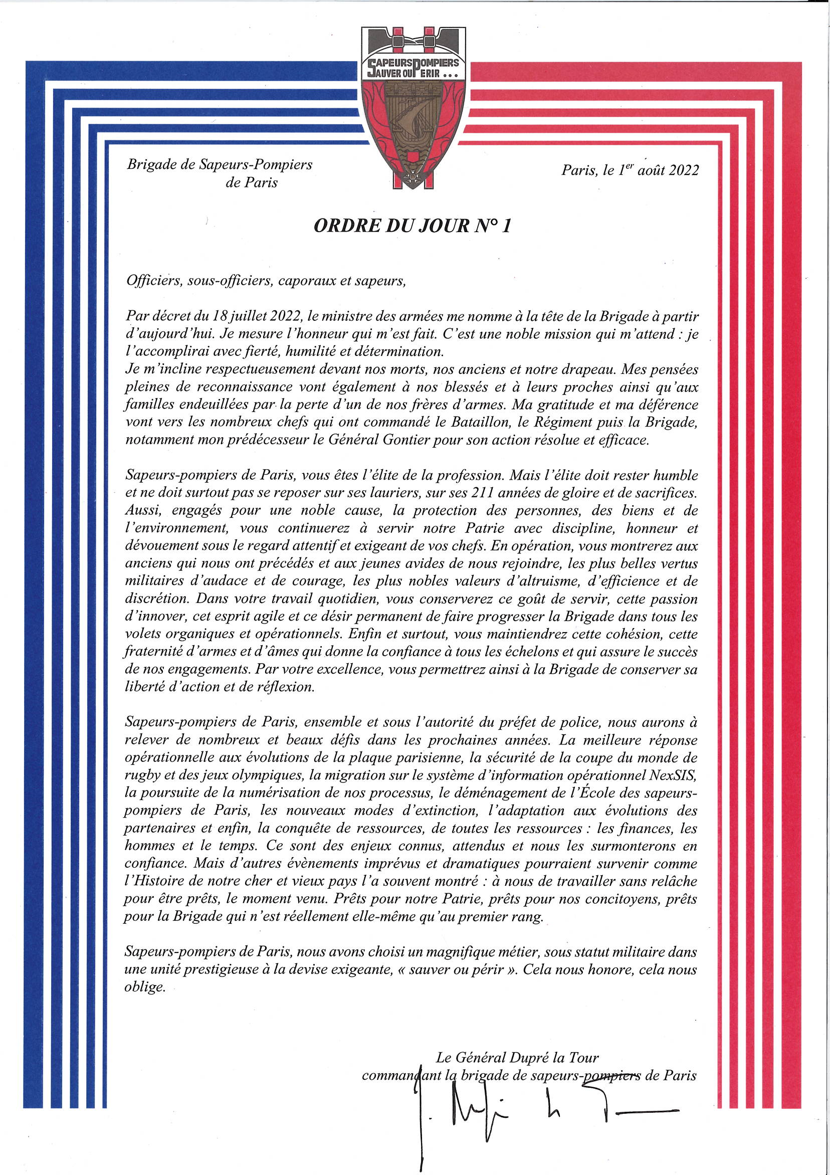 Ordre du jour N°1